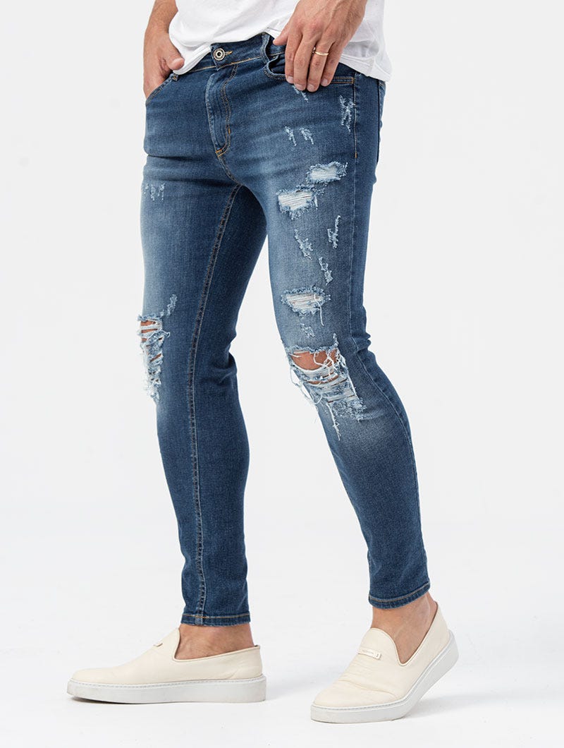 JASE DISTRESSED JEANS IN BLUE
