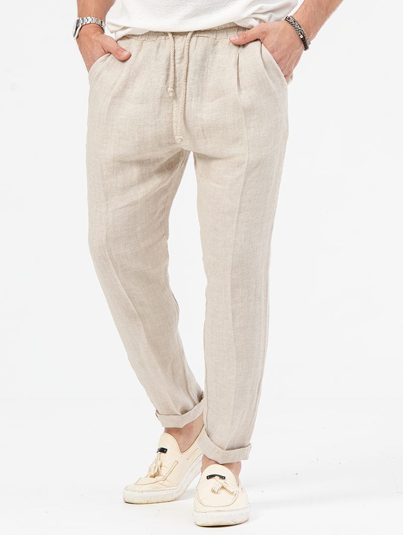 Lisingtool Halara Pants Mens Fashion Casual Harlan Loose Cotton And Linen  Plus Size Lace up Pants Flying Squirrel Pants Men's Pants Beige