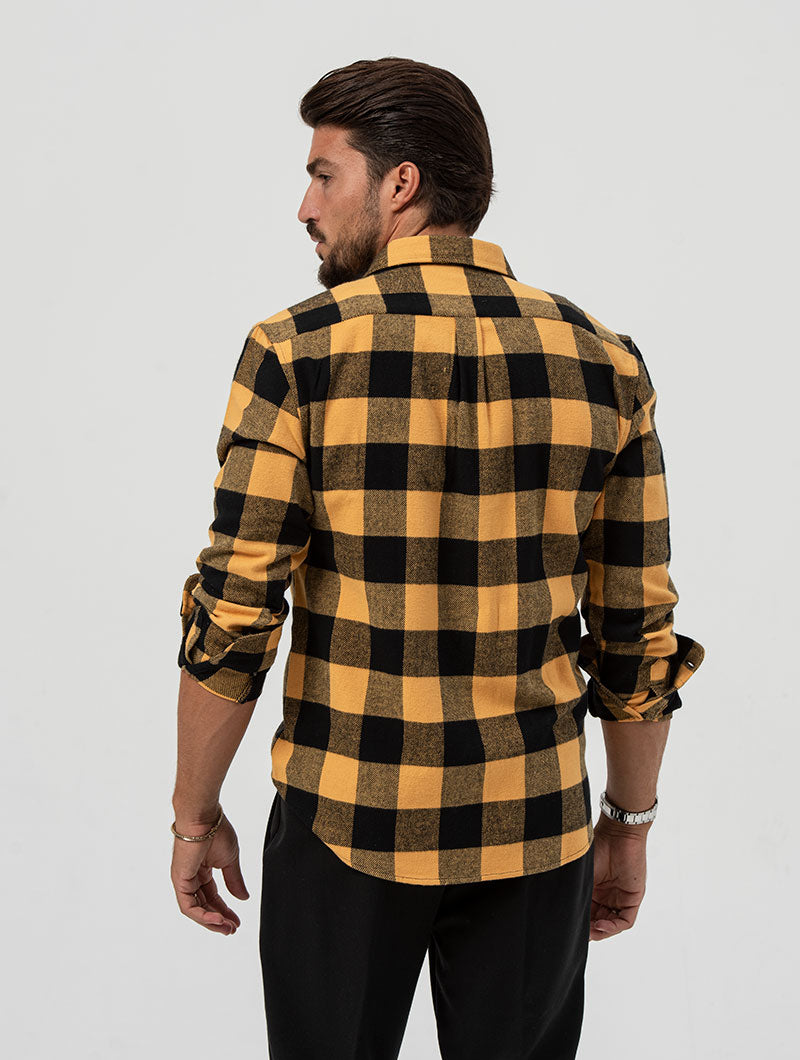AIDEN CHECKED SHIRT IN YELLOW AND BLACK