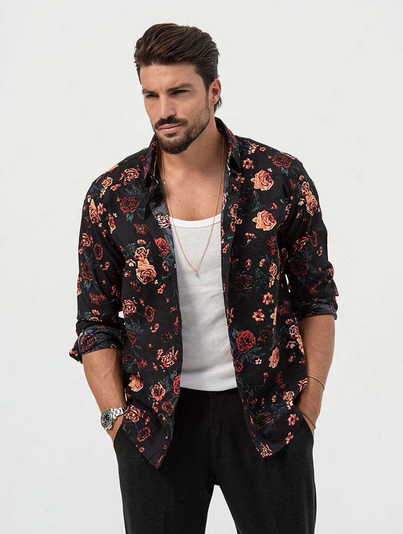 mens floral dress shirt for Men made out light cotton Hawes & Curtis Slim Fit