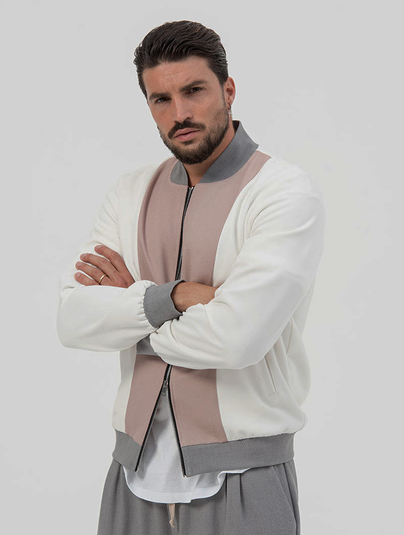 ETHAN JACKET IN GREY, CREAM AND ROSE