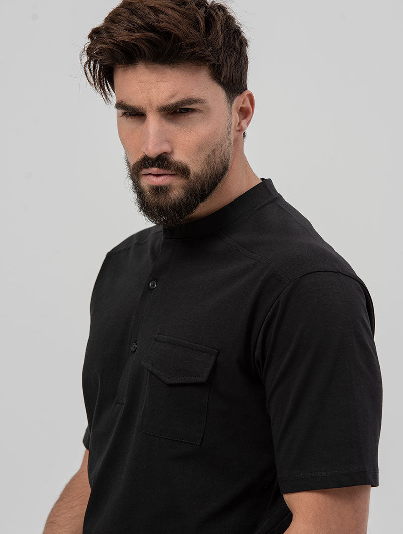 KNOX T-SHIRT HENLEY NERA