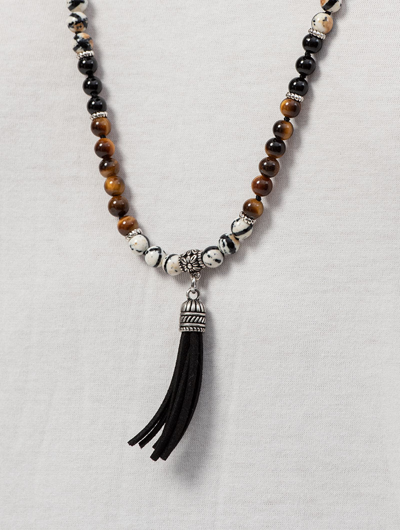 UEMAN NECKLACE IN BROWN AND CREAM UNICA
