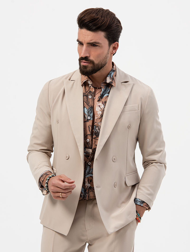 CHARLIE DOUBLE BREASTED BLAZER IN BEIGE
