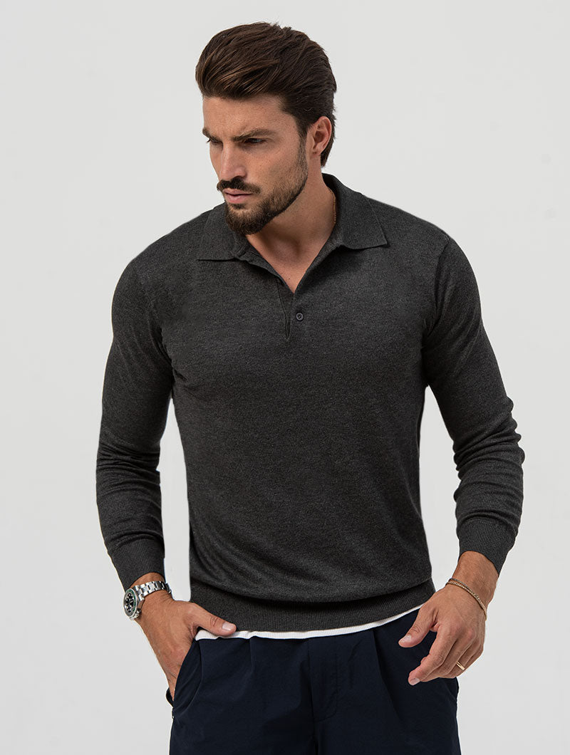 POLO SWEATER IN ANTHRACITE
