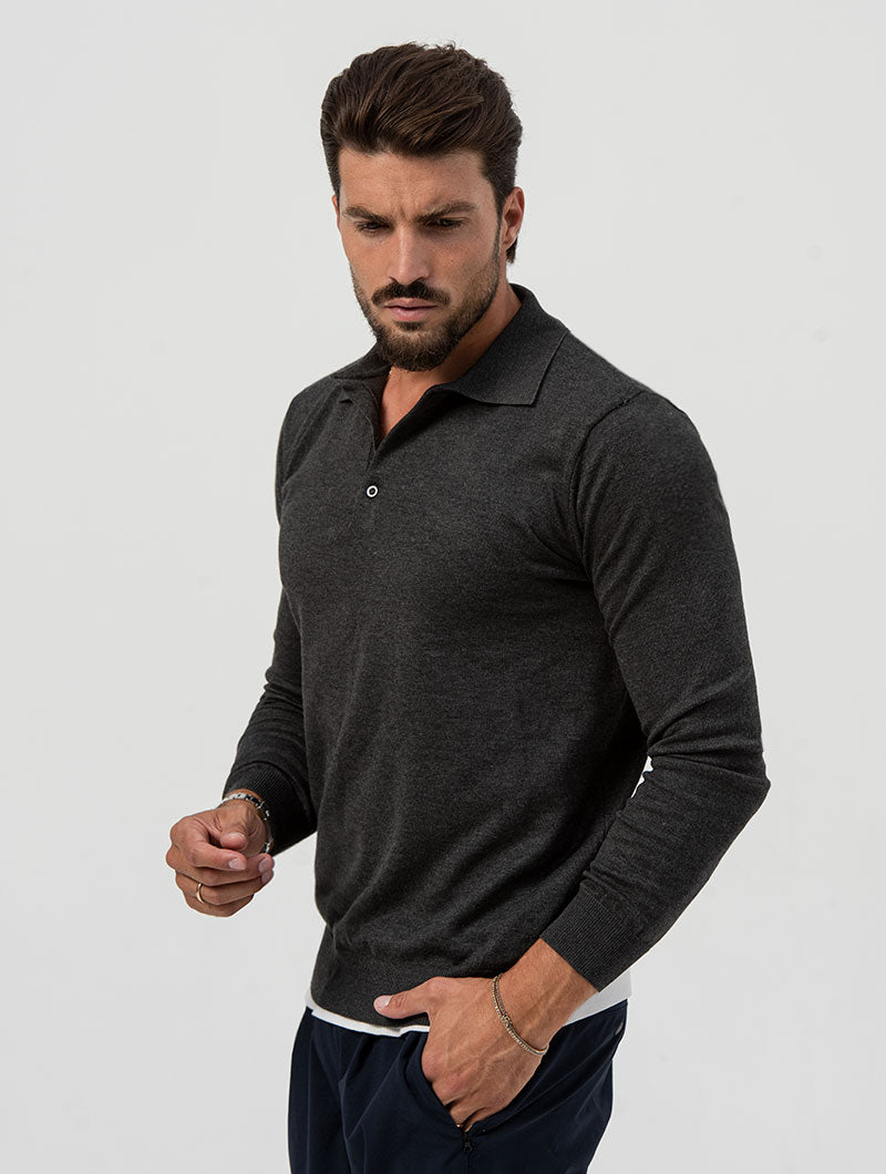 POLO SWEATER IN ANTHRACITE