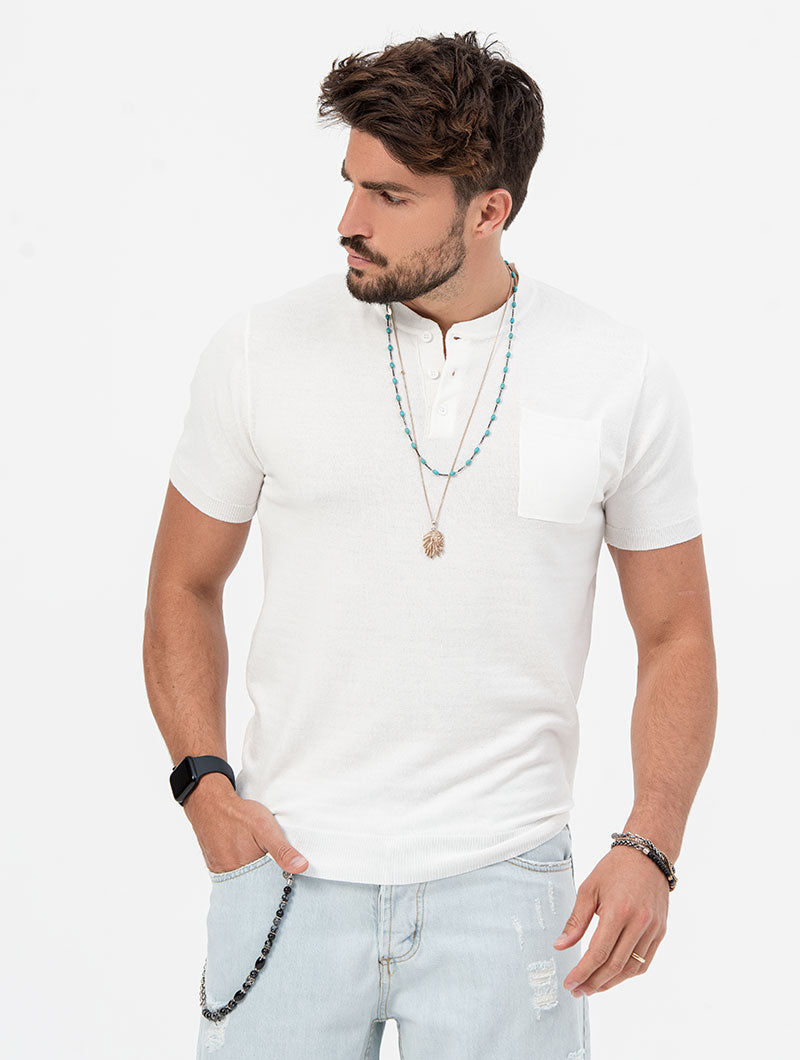 LEVI HENLEY POLO IN WHITE