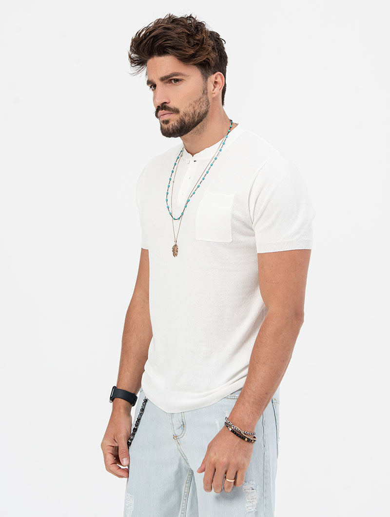 LEVI HENLEY POLO IN WHITE