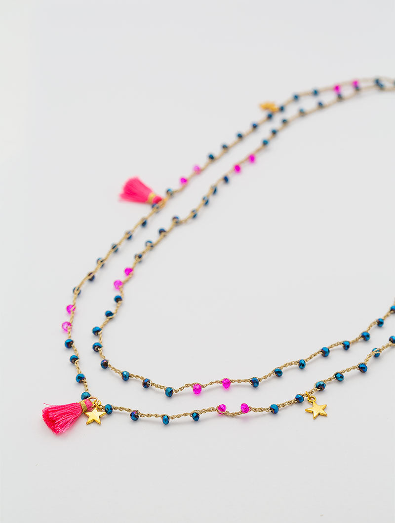SUMMER NECKLACE IN PINK AND BLUE