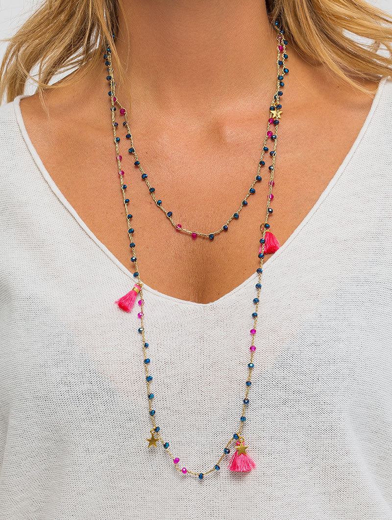 SUMMER NECKLACE IN PINK AND BLUE