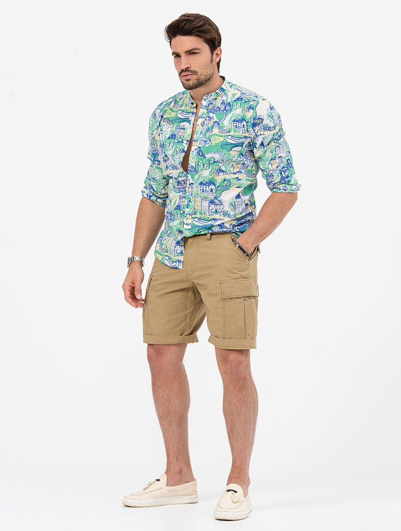 cargo shorts and dress shirt How to Style Your Cargo Shorts with a T-shirt Minus One