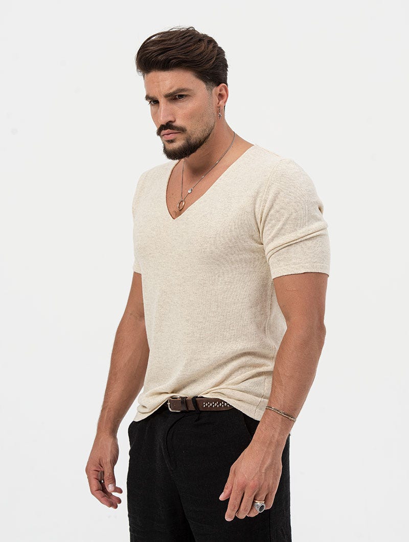MARCEL KNITTED T-SHIRT IN SAND