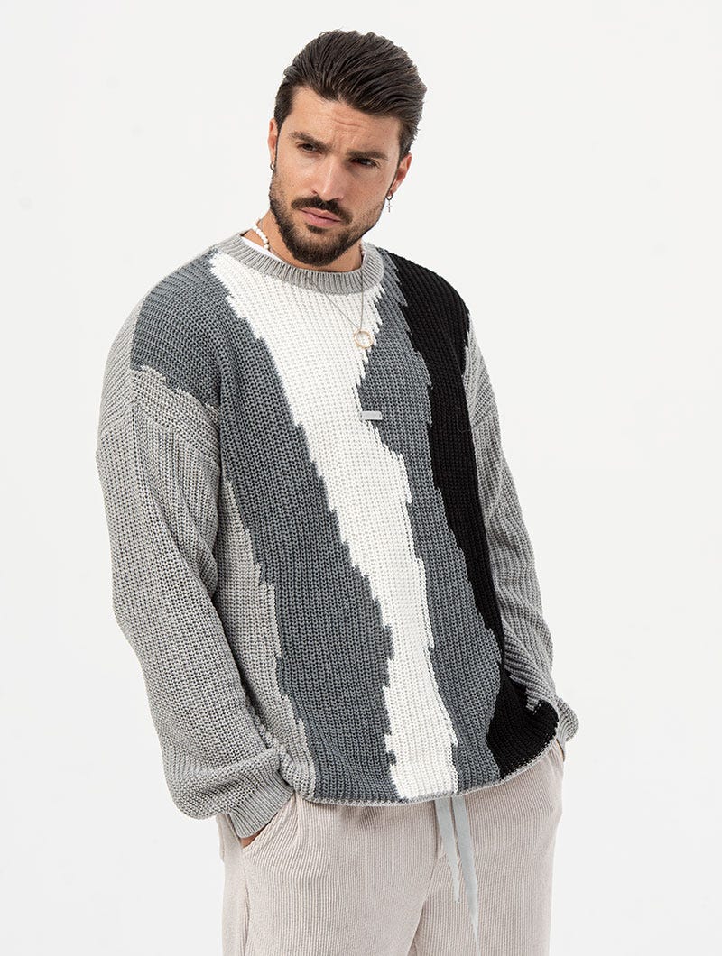 AARON SWEATER IN GREY AND BLACK