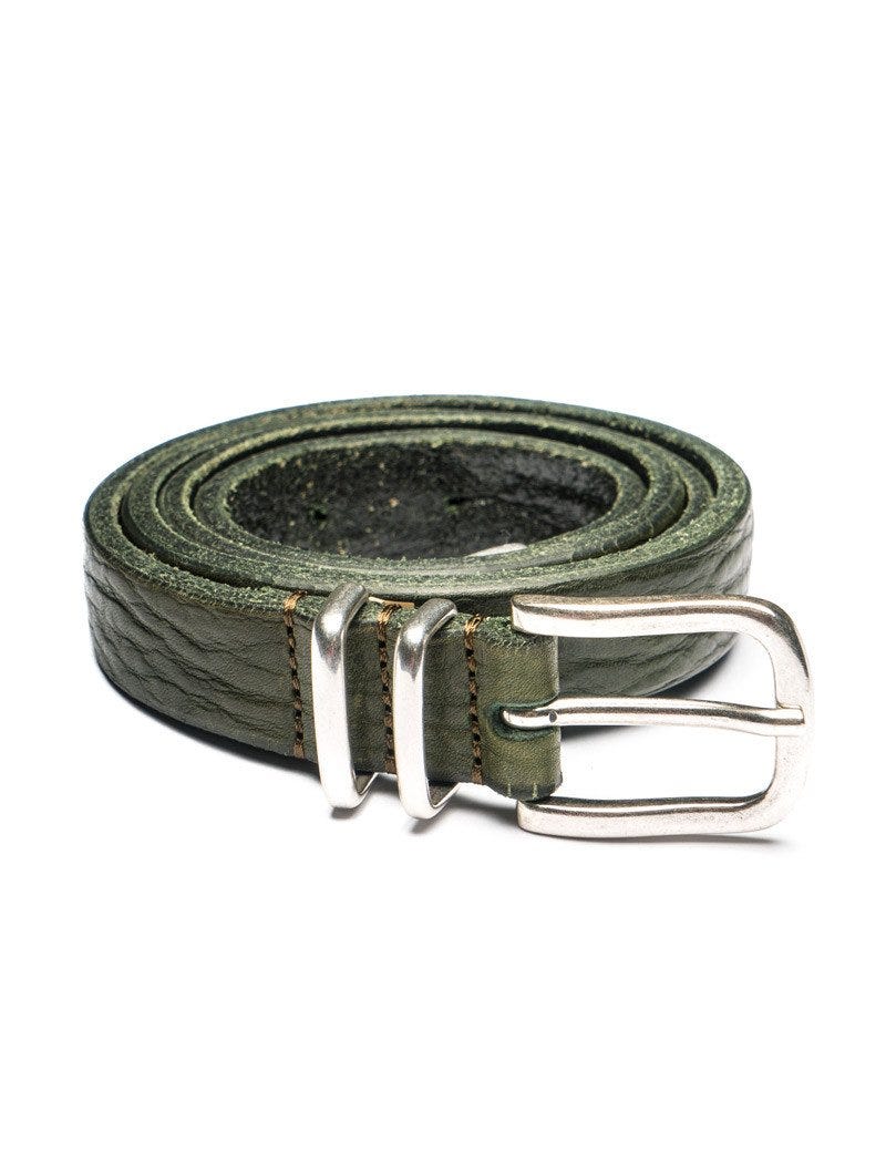 LEATHER METAL TIPPED BELT IN GREEN