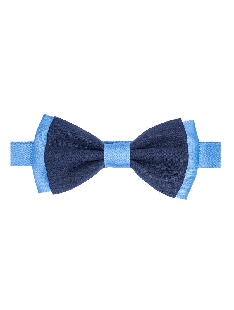 BLUE & NAVY DOUBLE COLOURED BOW TIE