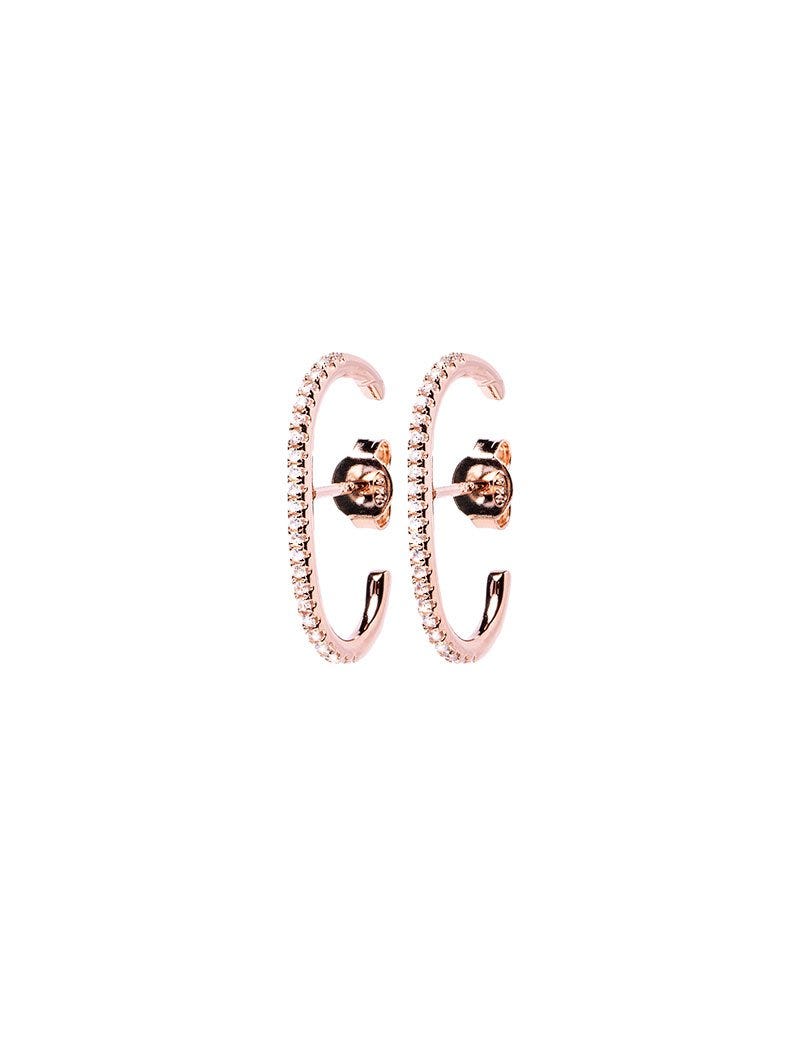 CHARLIZE SMALL C SHAPE EARRINGS IN ROSE GOLD WITH ZIRCONS