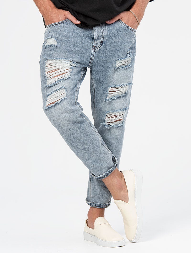 COLLIN DISTRESSED JEANS IN GREY