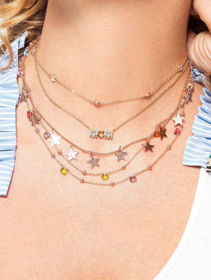 VICTORIA NECKLACE IN ROSE GOLD WITH STARS CHARMS