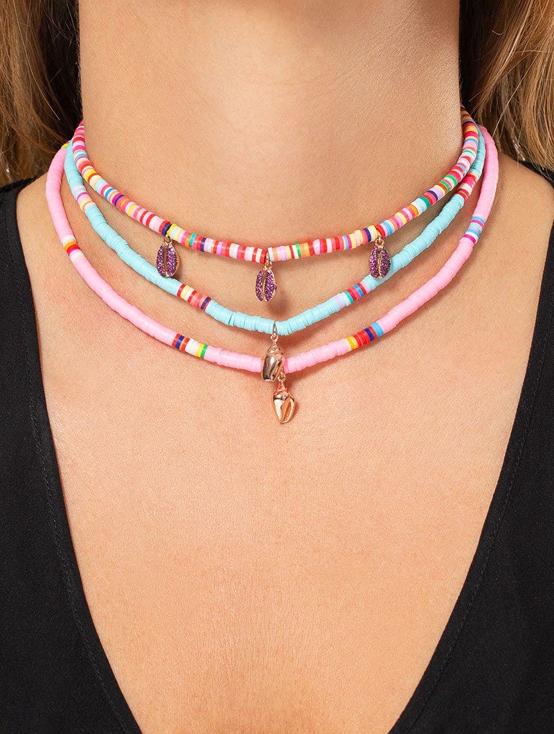 Collana Perline Tonde 10 Mm Multicolore Conchiglia Mari Del Sud, Chiusura A Granchio, Skysk - Foto 6