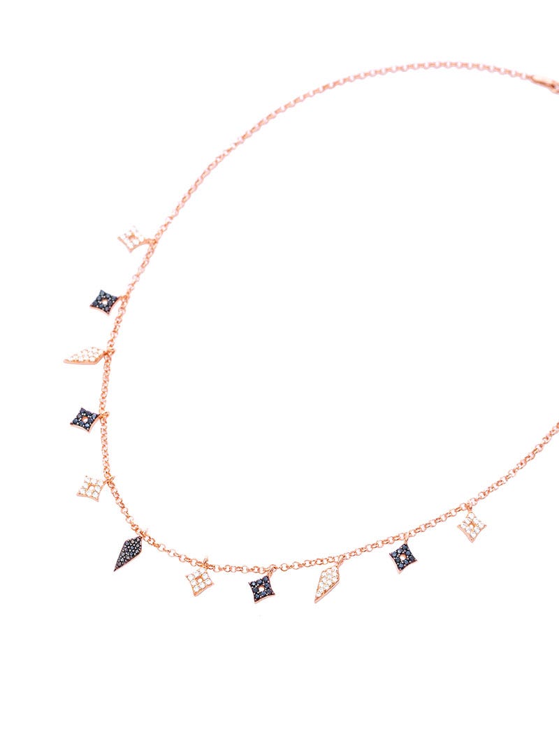 ZARA NECKLACE IN ROSE GOLD WITH PENDANTS