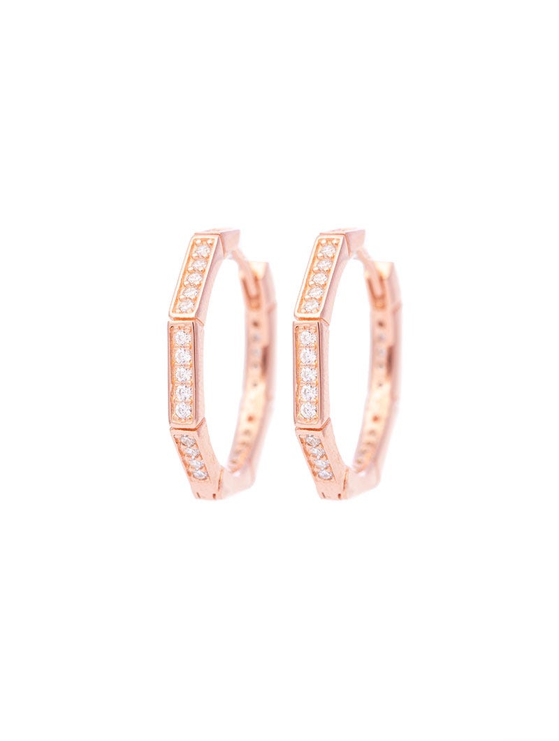 CAMILA OCTAGONAL EARRINGS IN ROSE GOLD WITH ZIRCONS
