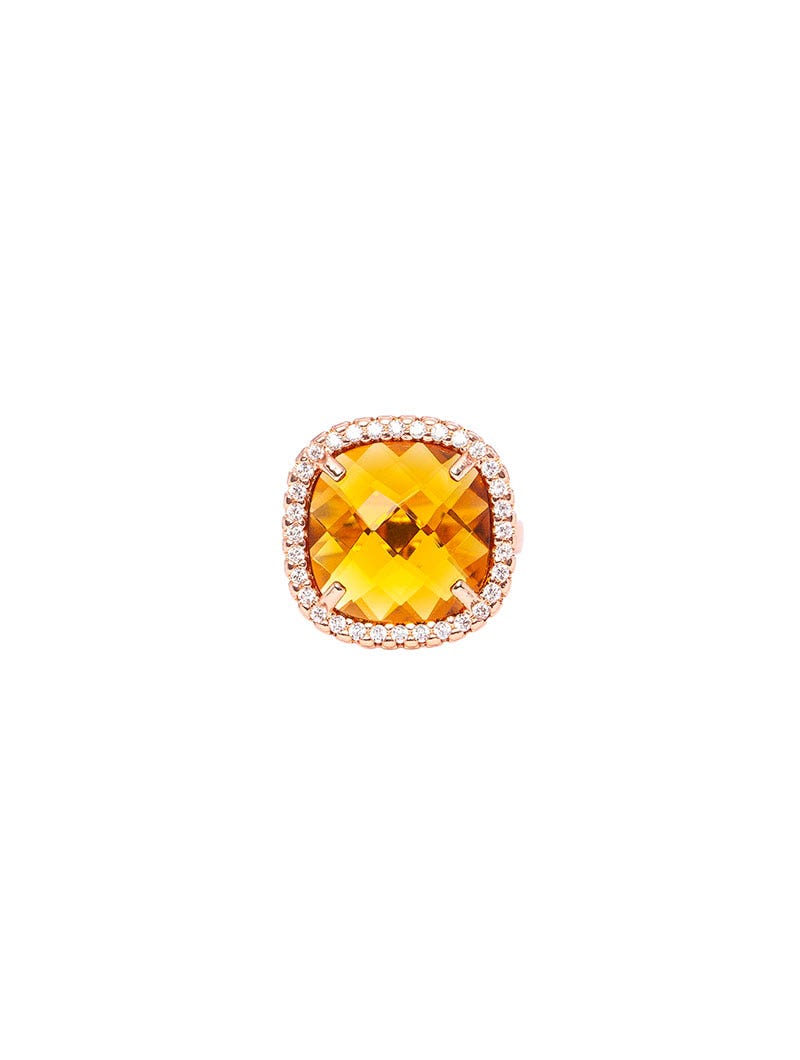 AMBER SQUARE RING IN ROSE GOLD WITH ZIRCONS