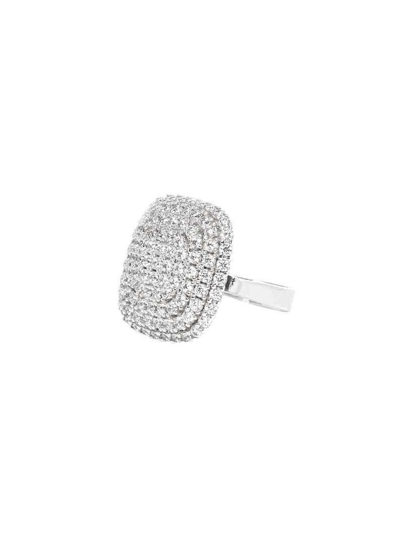 HOLLY SQUARE RING IN SILVER WITH WHITE ZIRCONS