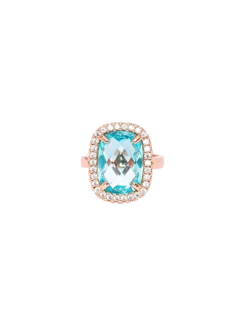 SKY SQUARE RING IN ROSE GOLD WITH ZIRCONS