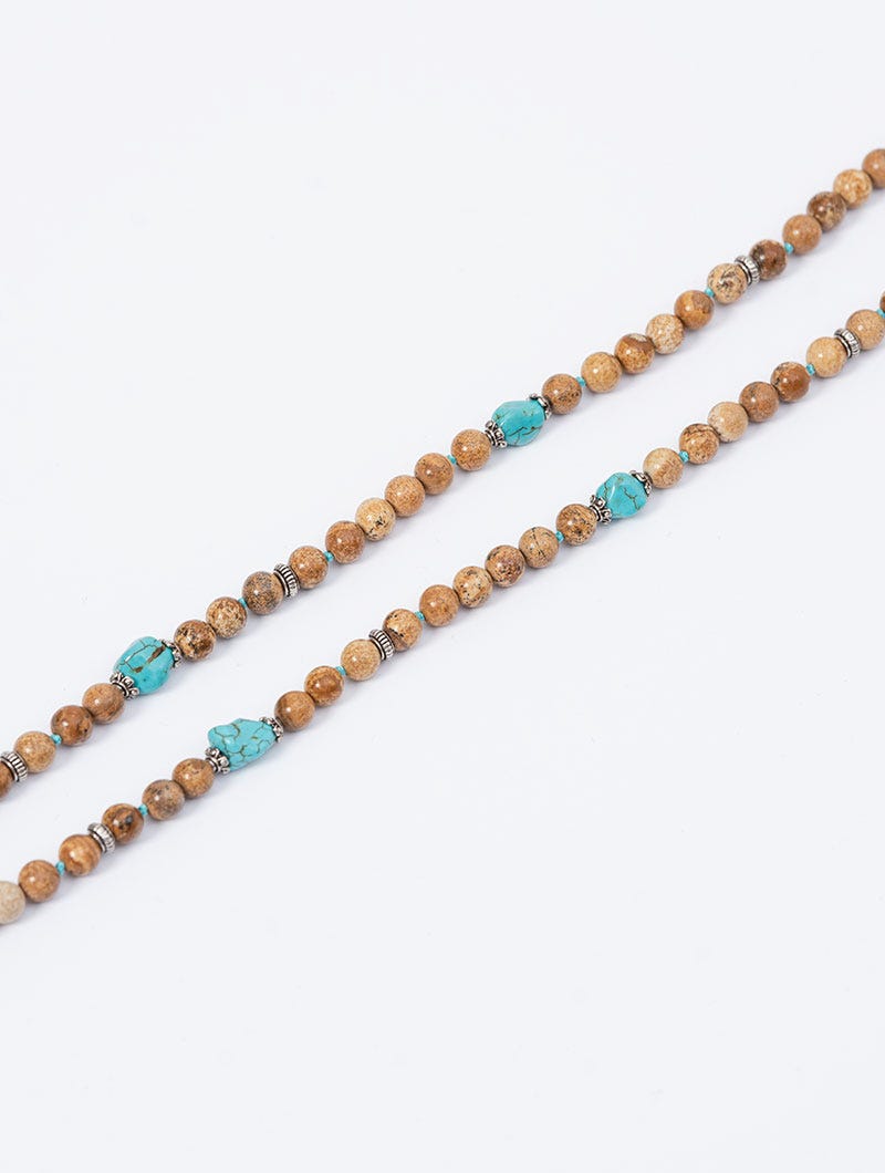 NAADIR COLLANA LUNGA IN BEIGE E TURCHESE