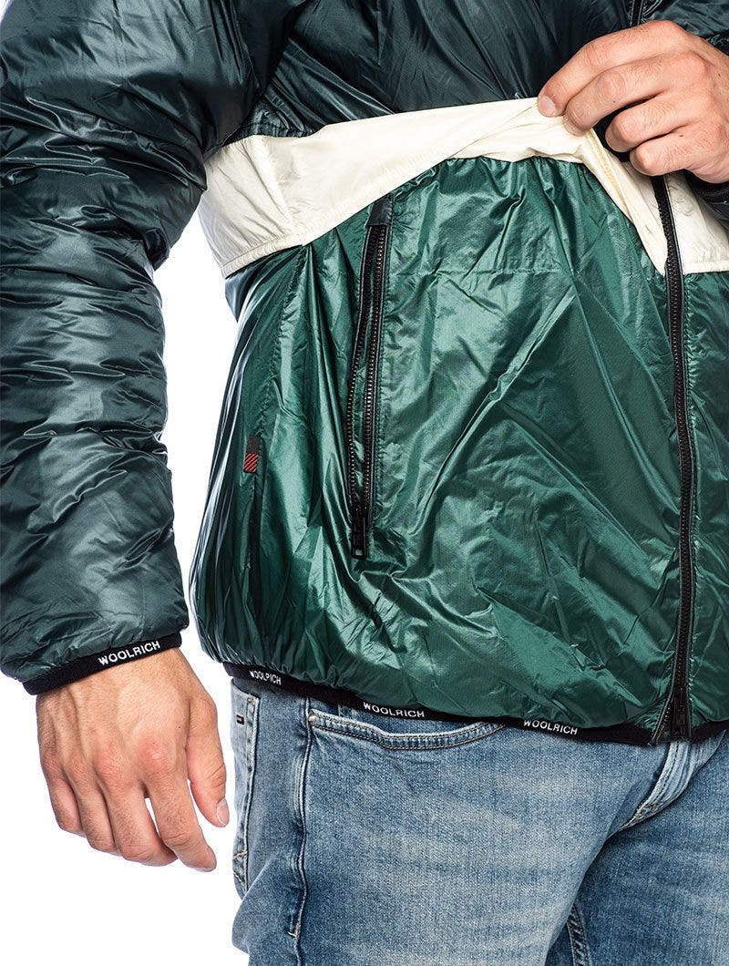 PACK-IT DOWN JACKET IN WHITE AND GREEN