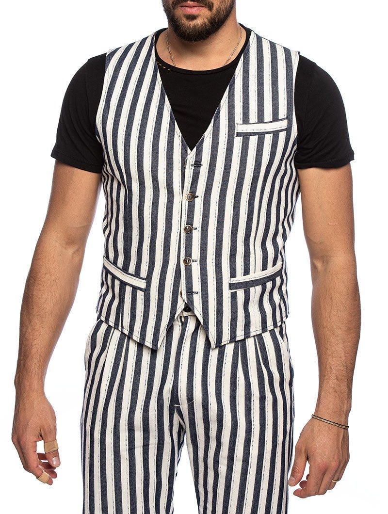 CONNELL VEST IN BLUE AND WHITE