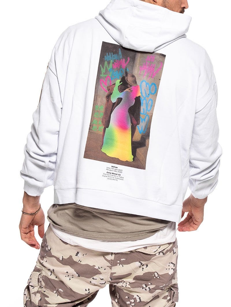 COLOR BLEND HOODIE IN WHITE