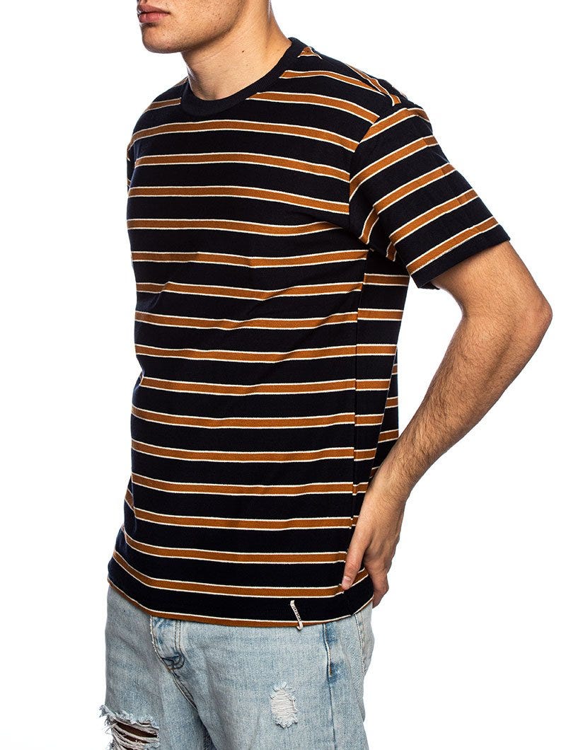 AKIKI STRIPED T-SHIRT IN BLUE AND YELLOW