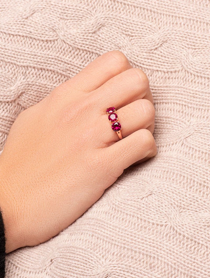 BEA RING IN ROSE GOLD WITH FUCHSIA ZIRCONS