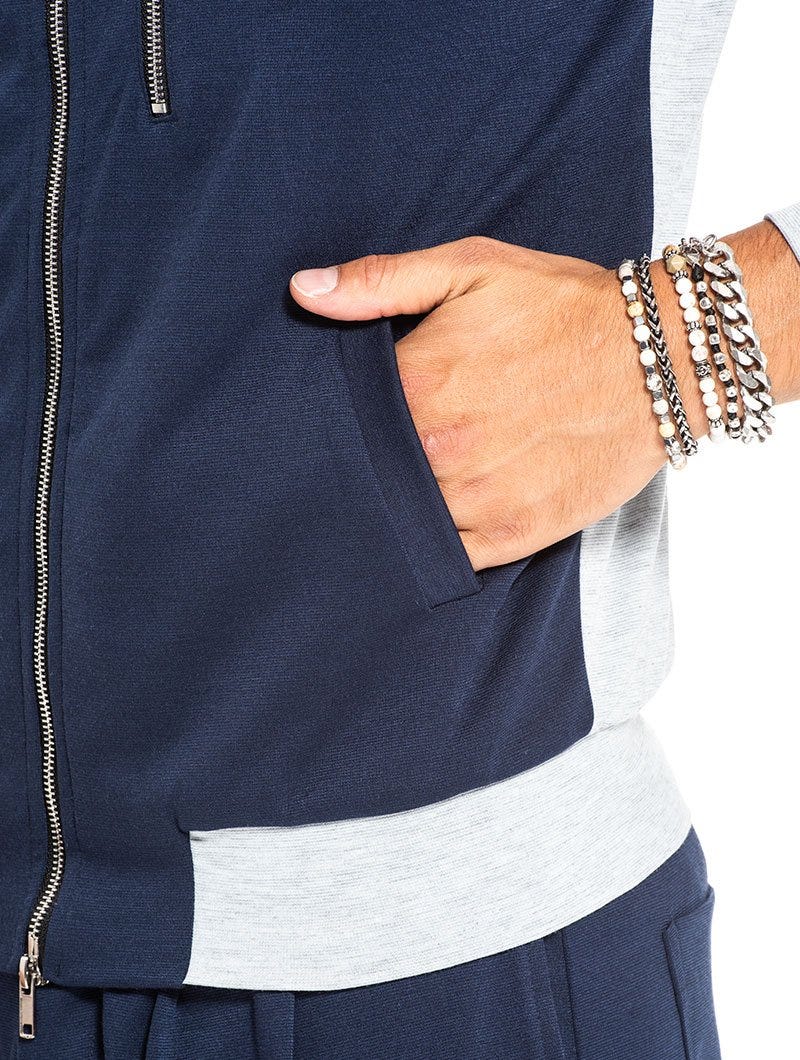 TIGER BOMBER JACKET IN GREY AND BLUE