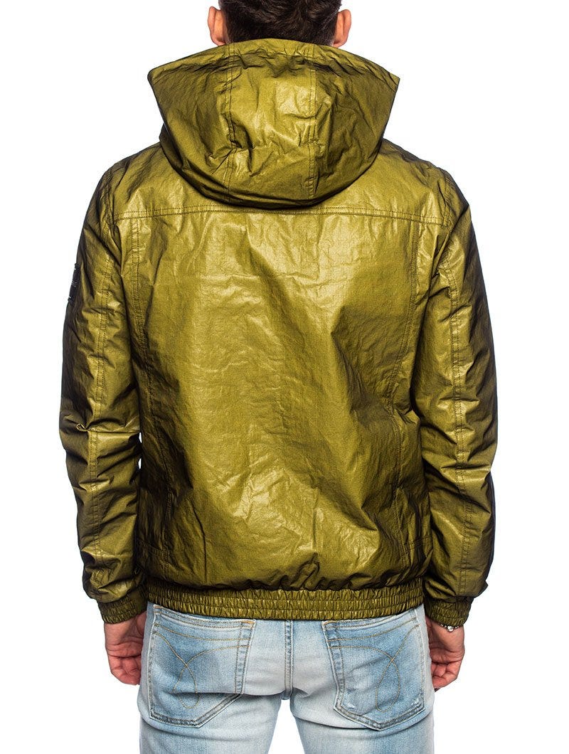 TWO TONED HOODED RAVE JACKET IN YELLOW