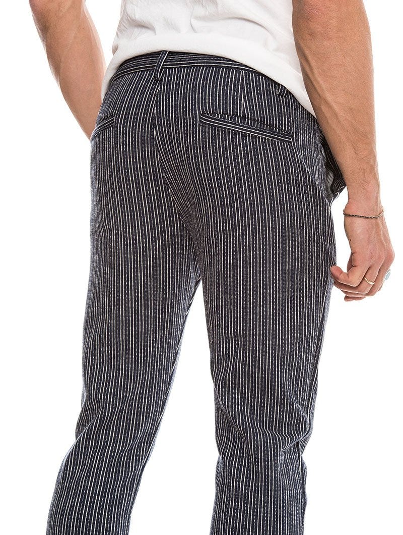 ANUBIS COTTON TROUSERS IN STRIPED BLUE