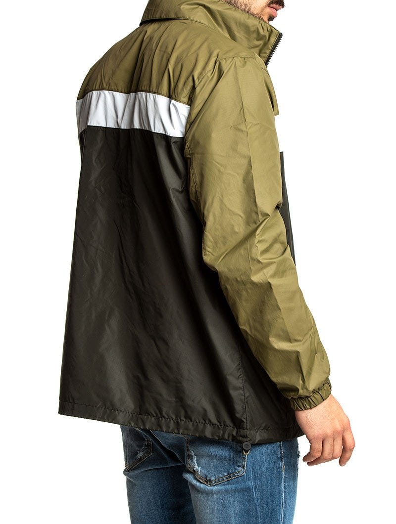 YCC HOODED FULL ZIP JCKT IN ARMY GREEN AND BLACK