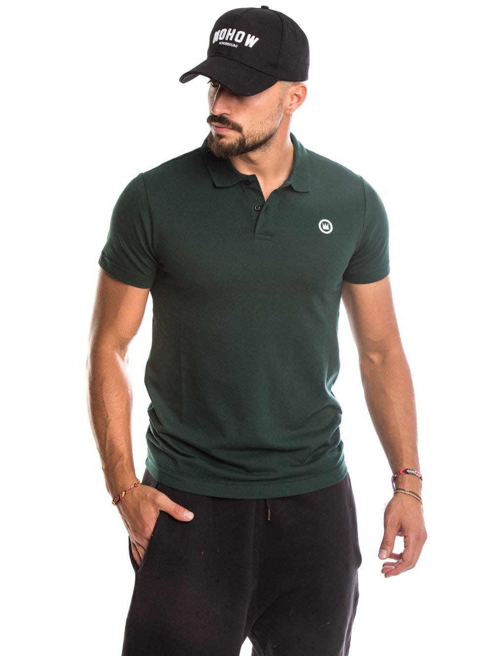 EDWARD COTTON POLO IN FOREST GREEN