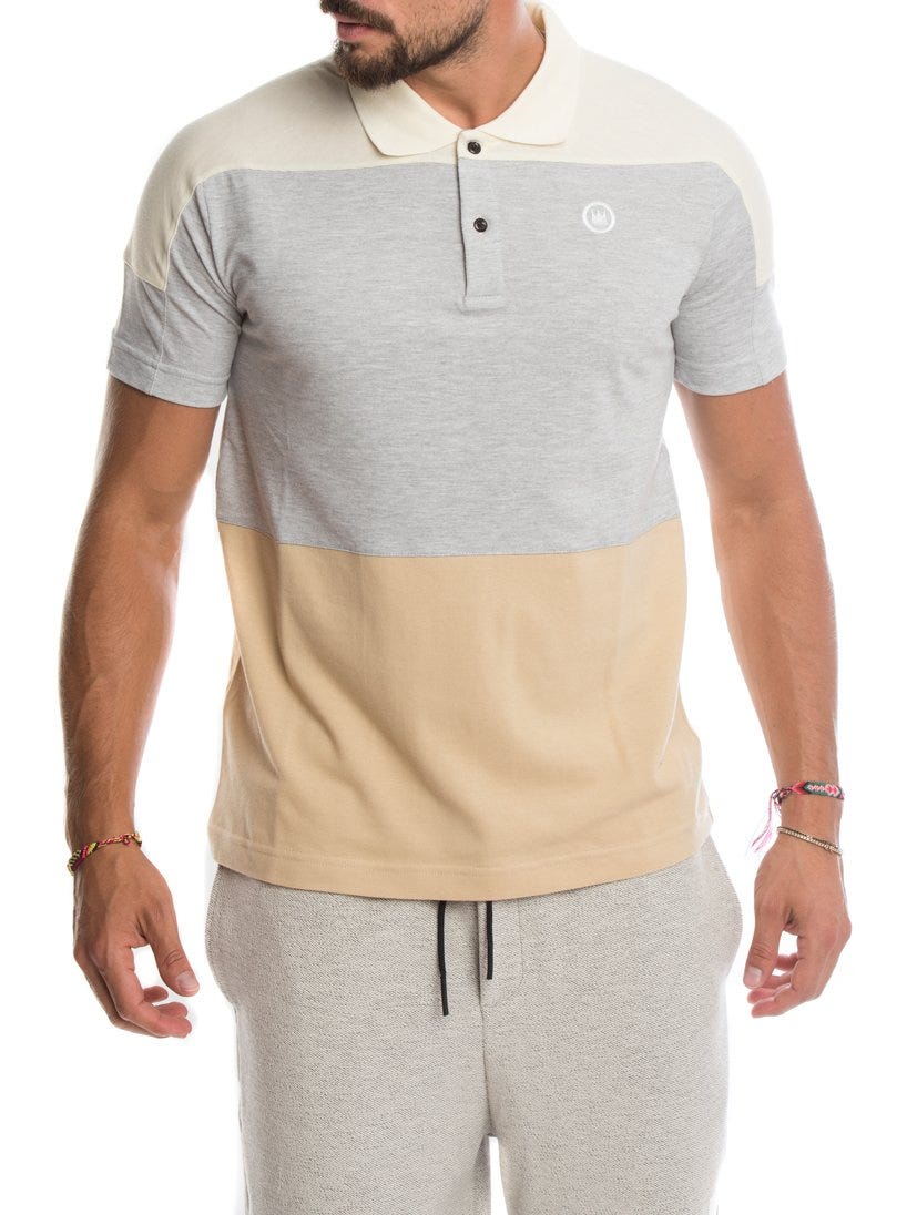 EDWARD COTTON POLO IN BEIGE, PEARL AND WHITE