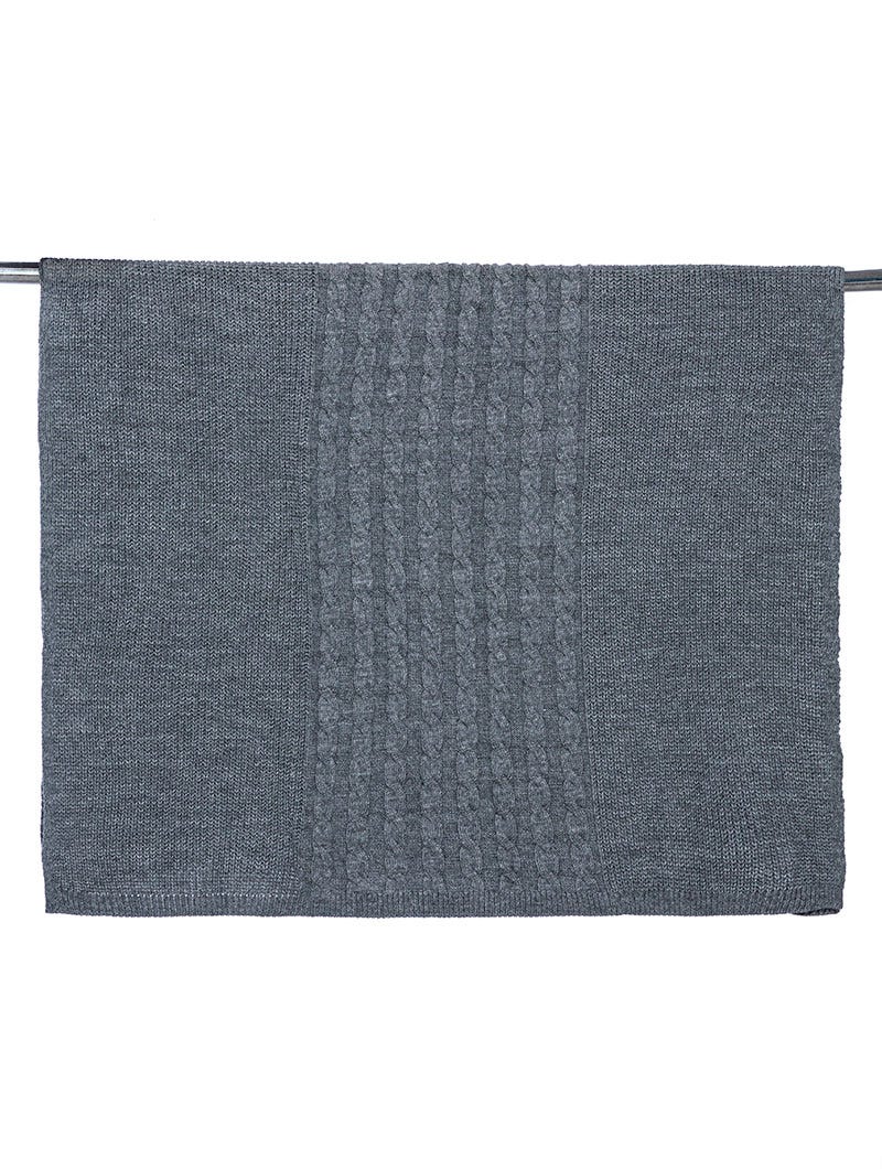 CABLE KNIT BLANKET IN GREY