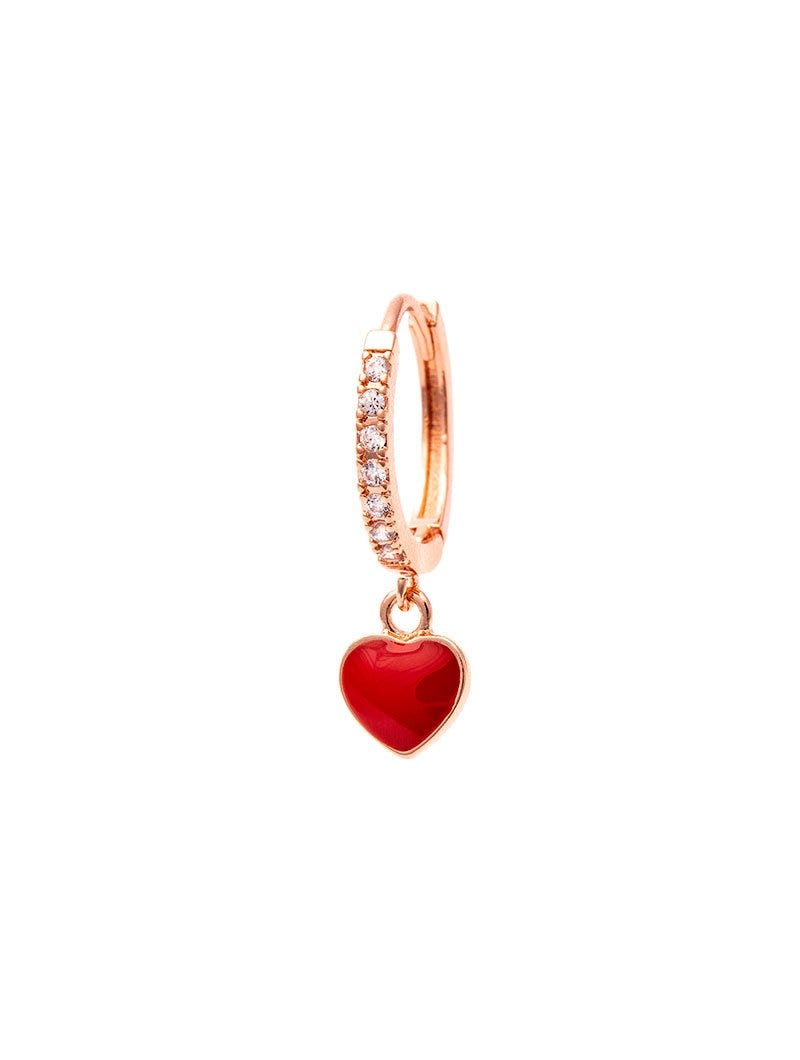 REBECCA EARRING IN ROSE GOLD WITH CHERRY HEART PENDANT