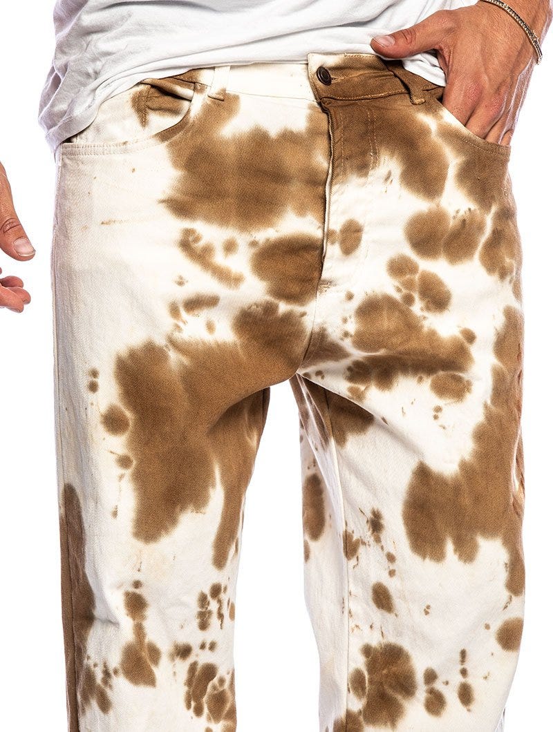 LENNOX PAINTED JEANS IN WHITE AND CAMEL