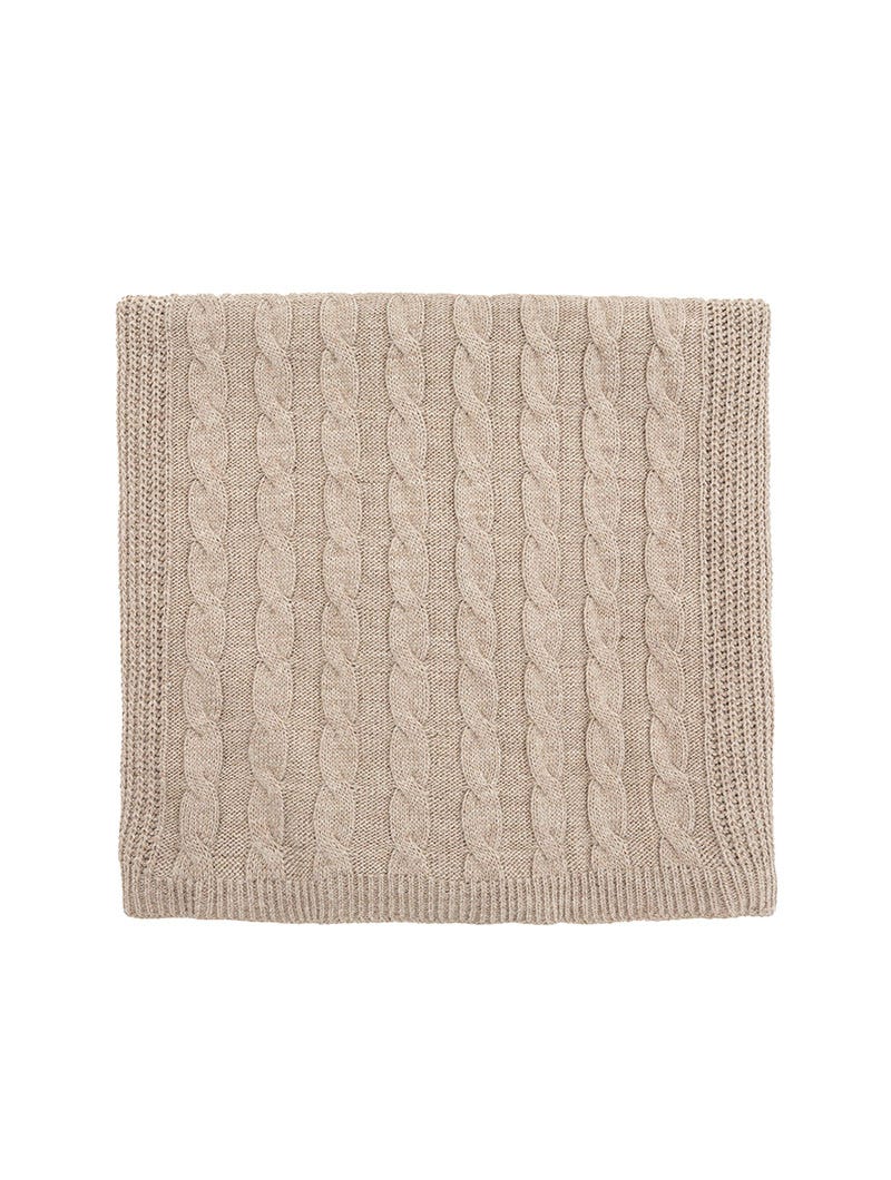 CABLE KNIT BLANKET IN DOVE