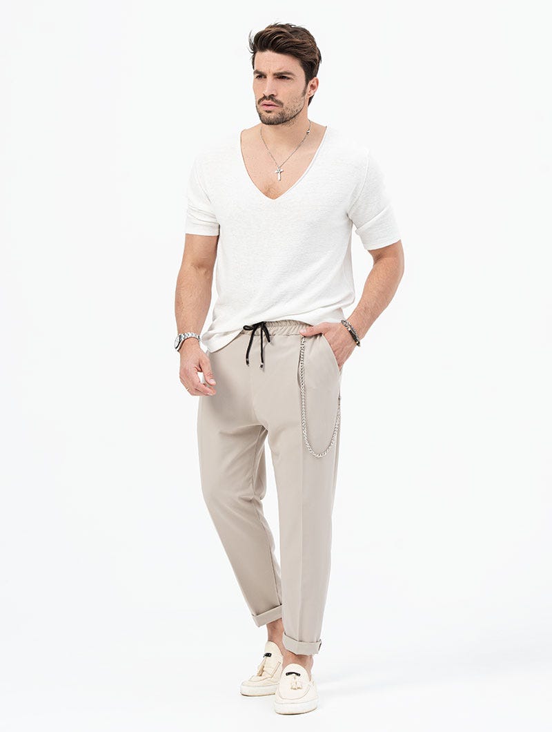 RON CASUAL PANTS IN BEIGE