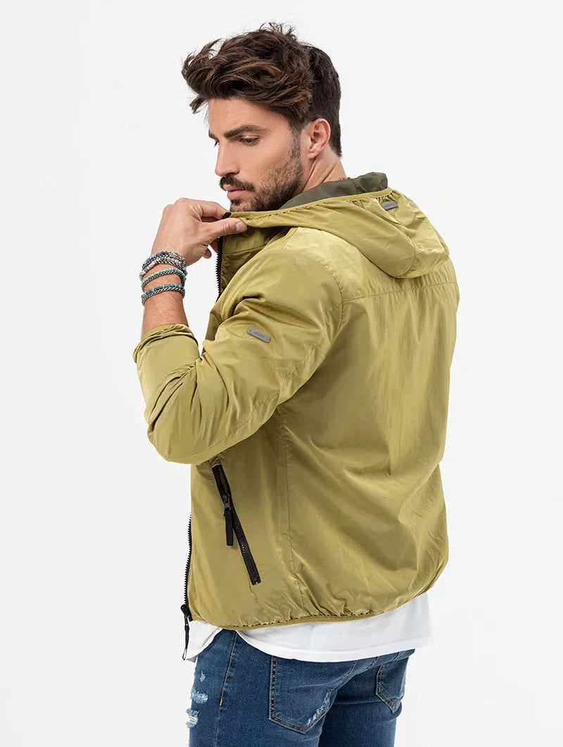 JACKSON REVERSIBLE JACKET IN LIME AND BROWN